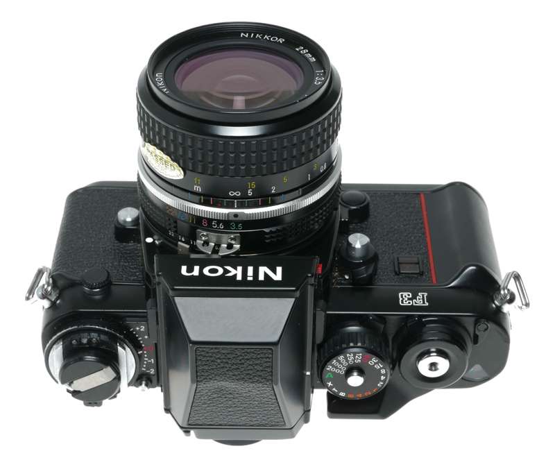 Nikon F3 35mm film SLR camera Nikkor 1:3.5 28mm MD-4 Motor SB-15 Speedlite Accessories
