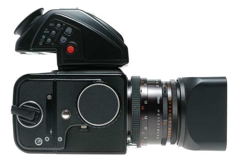 Hasselblad 500 C/M black 6x6 Zeiss Planar 2.8/80 T lens 80/80 hood PME45 finder Excellent