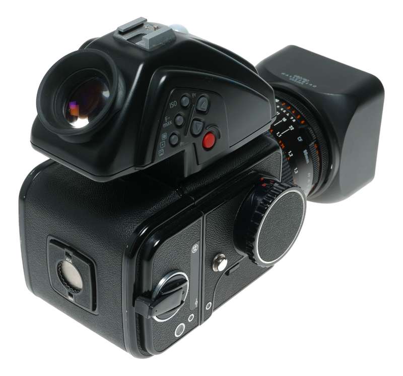 Hasselblad 500 C/M black 6x6 Zeiss Planar 2.8/80 T lens 80/80 hood PME45 finder Excellent