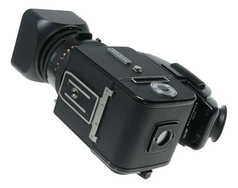 Hasselblad 500 C/M black 6x6 Zeiss Planar 2.8/80 T lens 80/80 hood PME45 finder Excellent