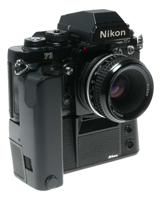 Nikon F3 Press HP 35mm film SLR camera Nikkor 1:2 50mm MD-4 Motor Drive