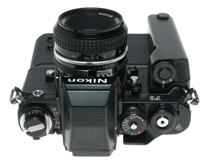 Nikon F3 Press HP 35mm film SLR camera Nikkor 1:2 50mm MD-4 Motor Drive