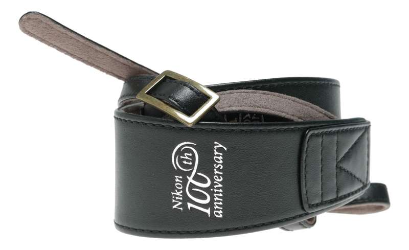 Nikon 100th Anniversary black leather commemorative SLR camera strap rare