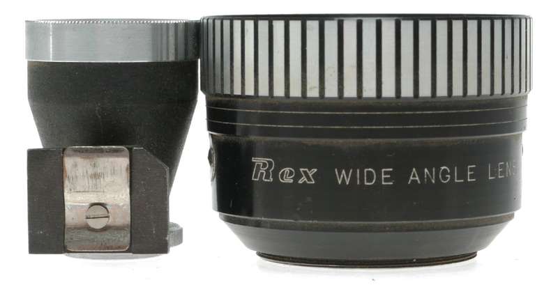 Rex Wide Angle shoe mount Viewer and Wide Angle auxiliary Lens in leather case