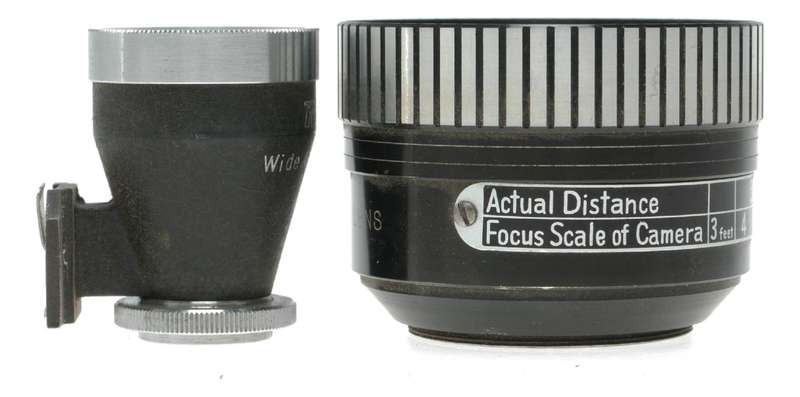Rex Wide Angle shoe mount Viewer and Wide Angle auxiliary Lens in leather case