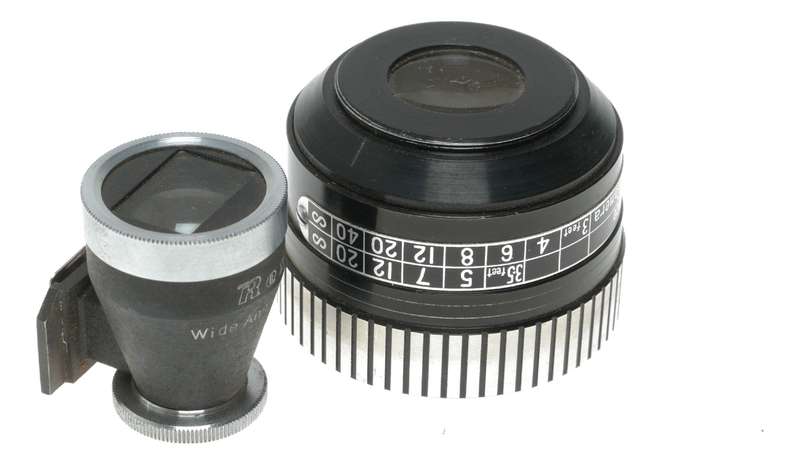 Rex Wide Angle shoe mount Viewer and Wide Angle auxiliary Lens in leather case