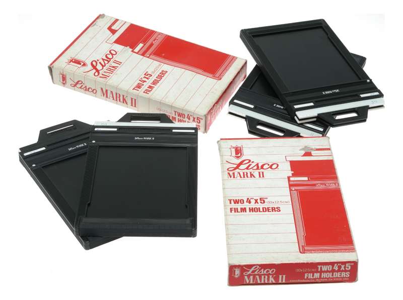 Lisco Mark II 4x5 double sheet film holders in box for large format camera
