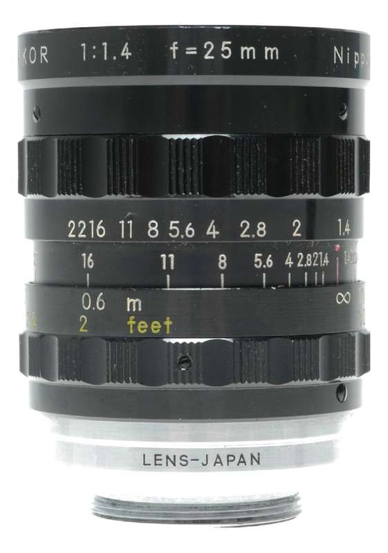 Nippon Kogaku Cine-Nikkor1:1.4 f=25mm C-mount Bolex H16 movie camera lens