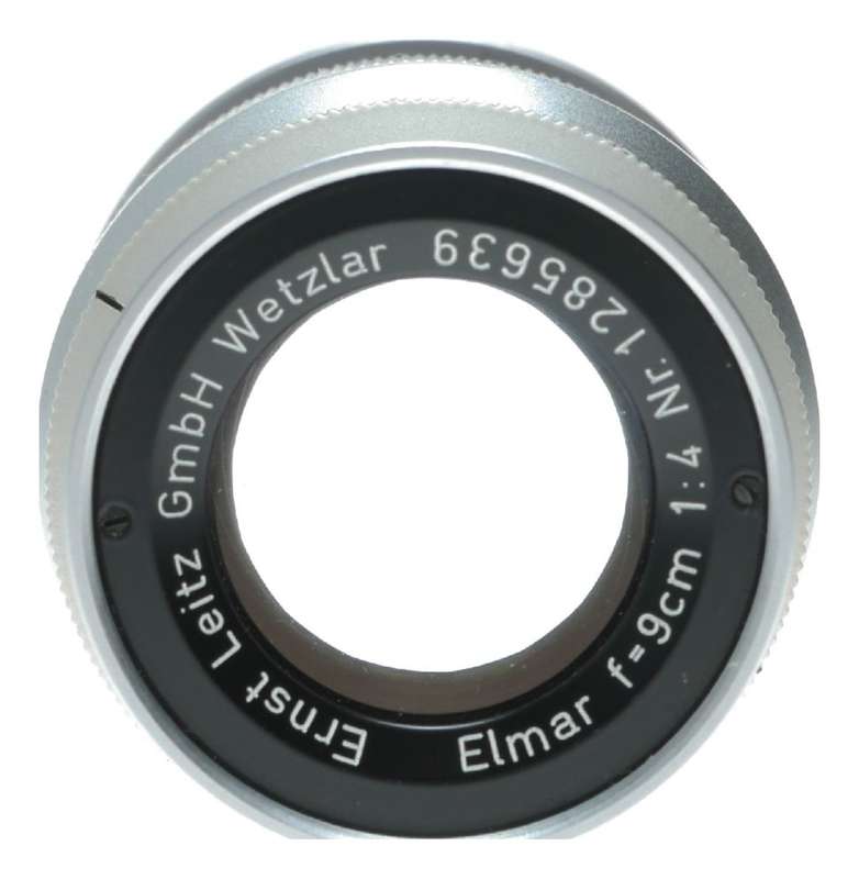 Leitz Wetzlar Elmar f=9cm 1:4 Leica M39 RF camera lens in keeper