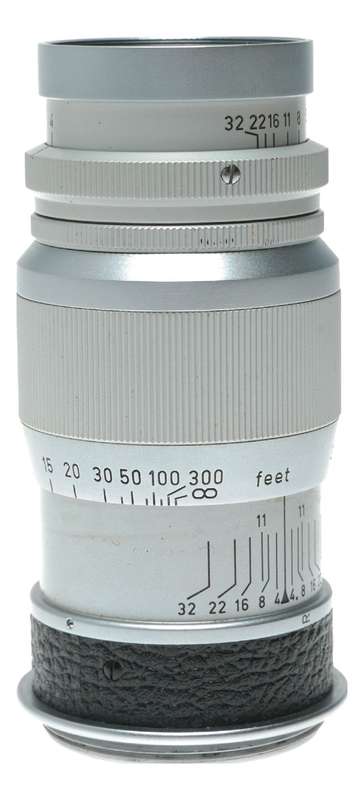 Leitz Wetzlar Elmar f=9cm 1:4 Leica M39 RF camera lens in keeper