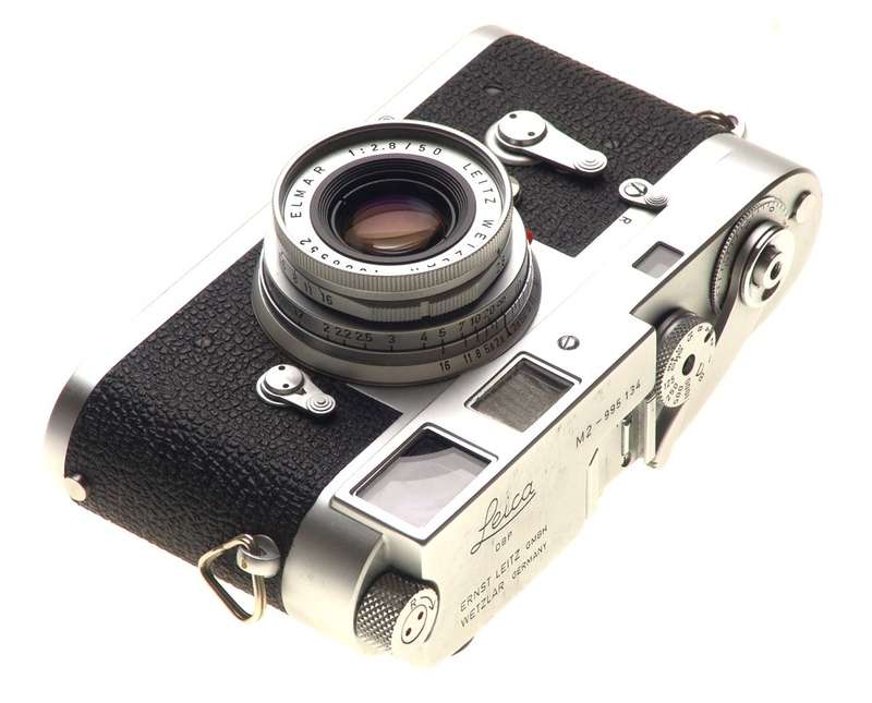 LEICA 35mm CHROME M2 CAMERA ELMAR 2.8/50mm LENS UVa FILTER ITOOY HOOD CASE CLEAN