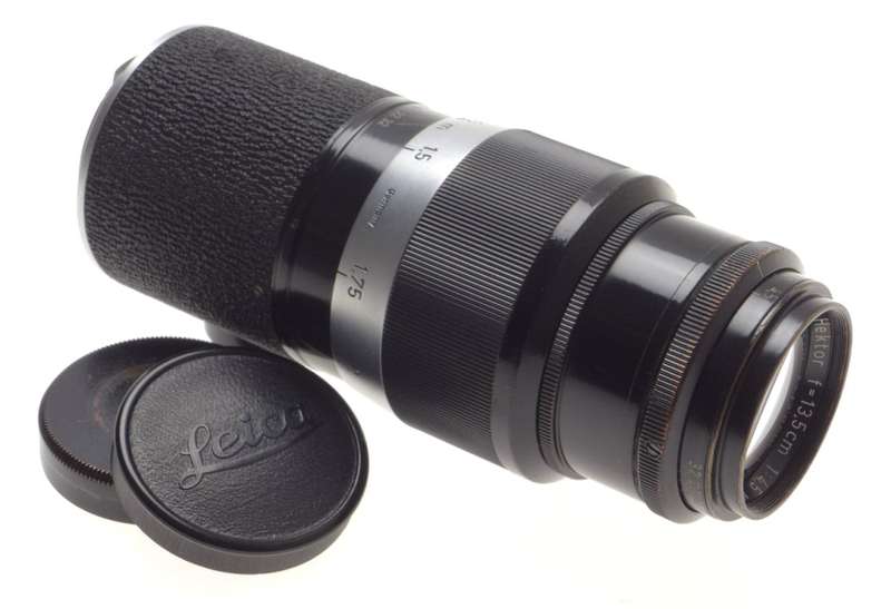 LEICA BLACK PAINT SHARK SKIN 1:4.5/135mm HEKTOR RARE M39 SCEW MOUNT CAMERA LENS