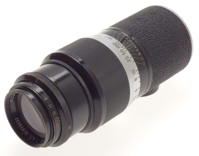 LEICA BLACK PAINT SHARK SKIN 1:4.5/135mm HEKTOR RARE M39 SCEW MOUNT CAMERA LENS