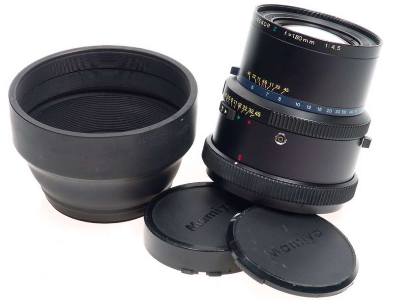MAMIYA-SEKOR RZ CAMERA LENS f=180mm 1:4.5 HOOD CAPS NR