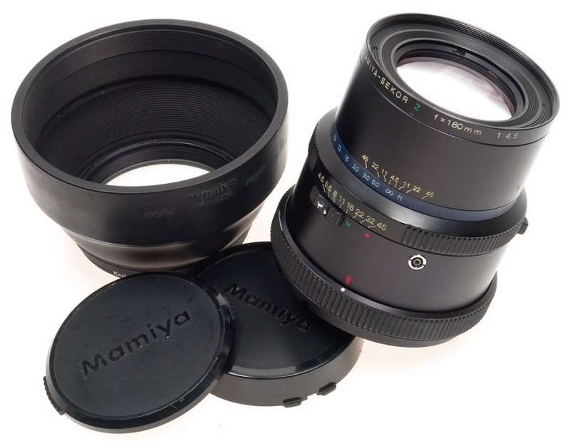 MAMIYA-SEKOR RZ CAMERA LENS 1:4.5 f=180mm HOOD CAPS NR