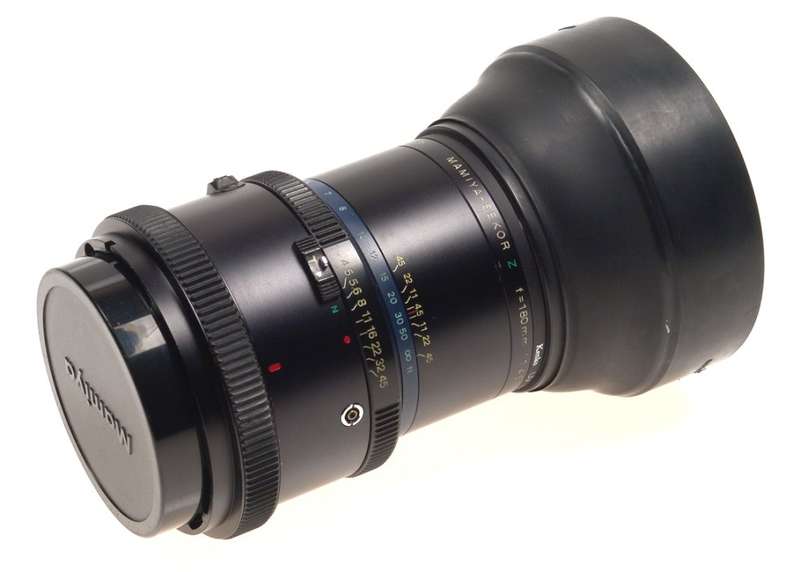 MAMIYA-SEKOR RZ CAMERA LENS 1:4.5 f=180mm HOOD CAPS NR