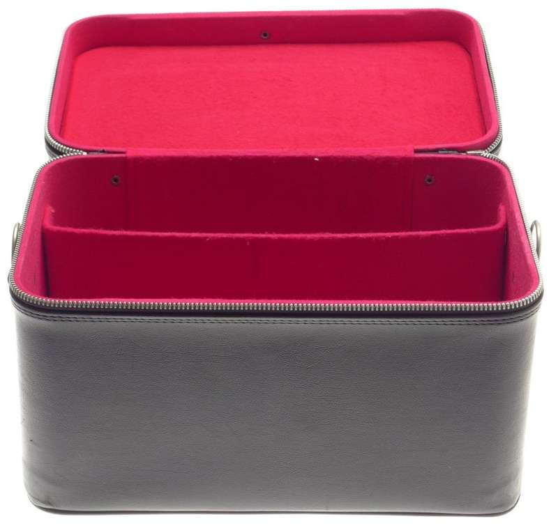 BLACK UNIVERSAL VINTAGE CLASSIC CAMERA CASE UNUSUAL DESIGN RED VELVET INLAY USED