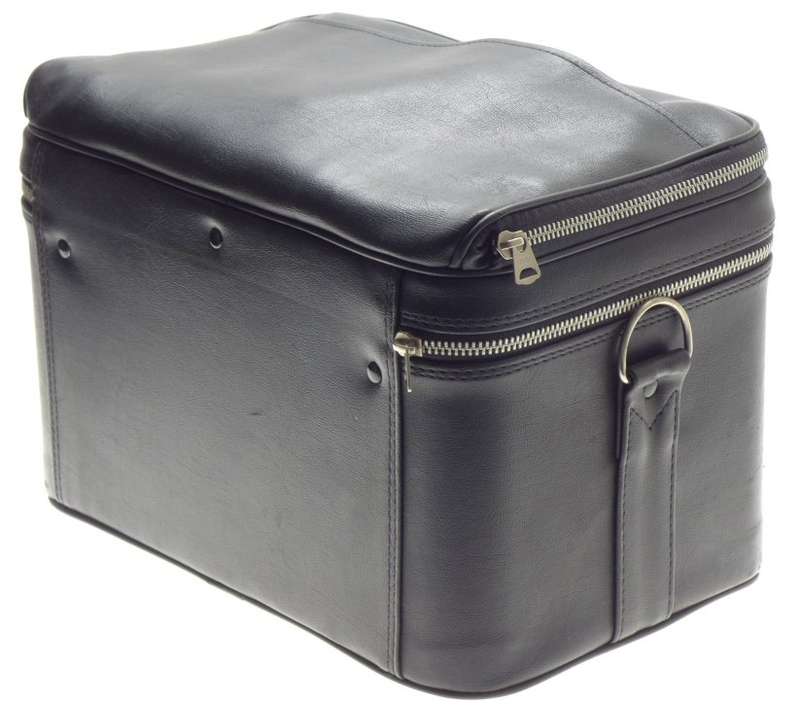 BLACK UNIVERSAL VINTAGE CLASSIC CAMERA CASE UNUSUAL DESIGN RED VELVET INLAY USED