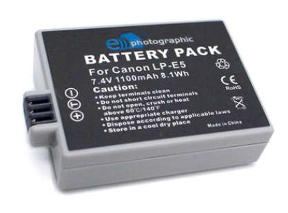 E-Photographic LP-E5 1100 mAh Lithium Battery for Canon DSLR's
