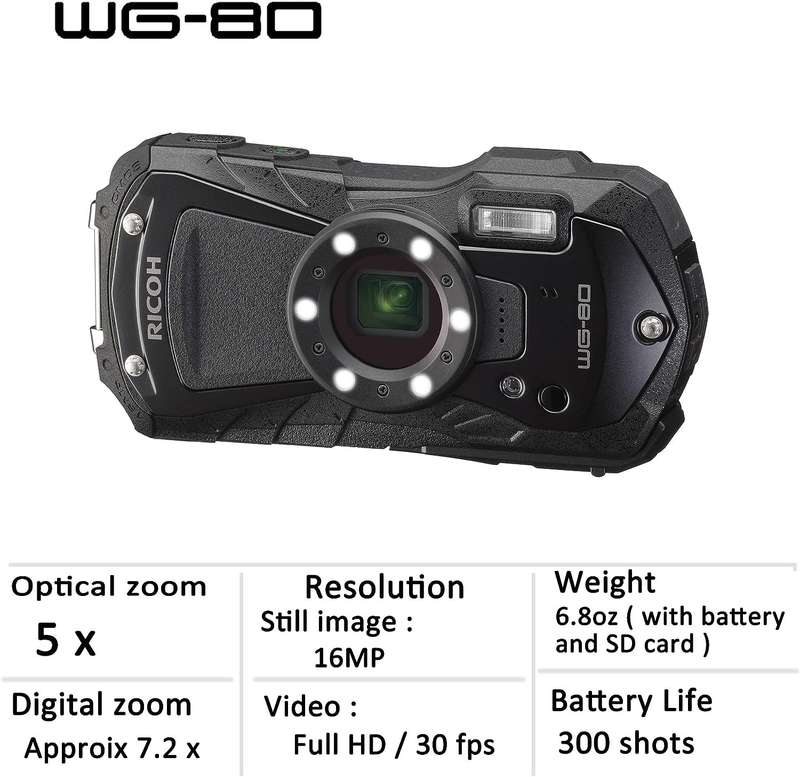 RICOH WG-80 All-weather Adventure Camera (Black)