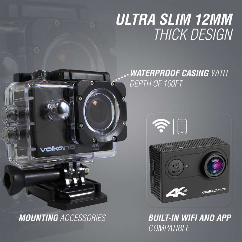 VK-10005-BK Volkano Extreme Series 4K UHD Action Camera