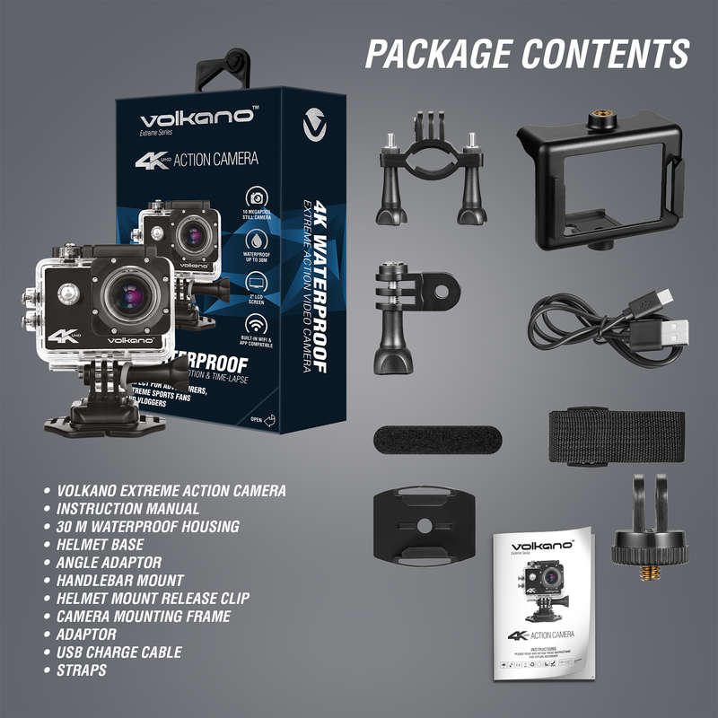 VK-10005-BK Volkano Extreme Series 4K UHD Action Camera