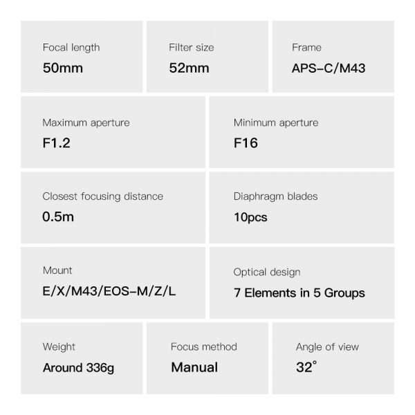 TTArtisan 50mm F1.2 Manual Focus Lens for Nikon Z Mount