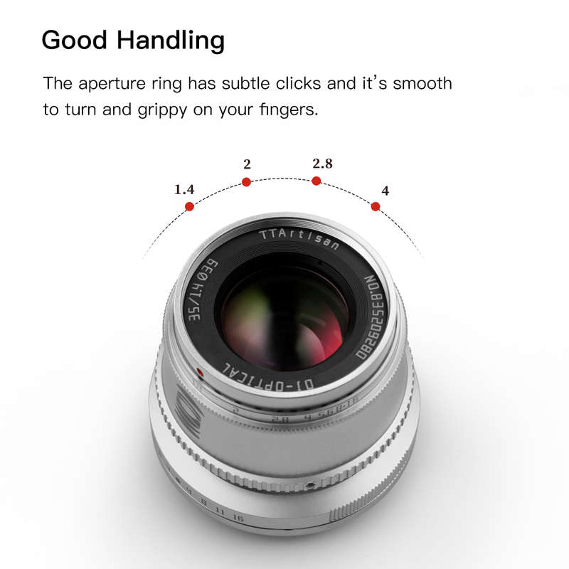 TTArtisan 35mm f/1.4 Manual Focus Lens for Fujifilm X (Silver)