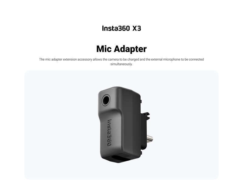 Insta360 Microphone Adapter for X3 360° Camera