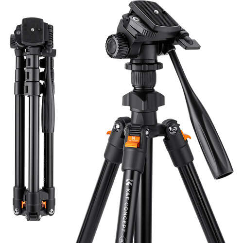 K&F Concept KF09.115 Lightweight Video Travel Tripod with Smartphone Clamp