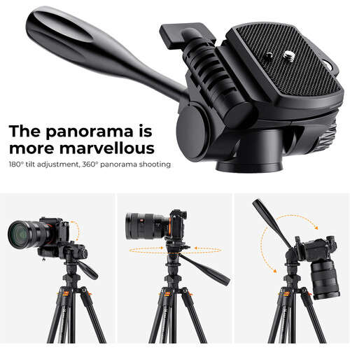K&F Concept KF09.115 Lightweight Video Travel Tripod with Smartphone Clamp