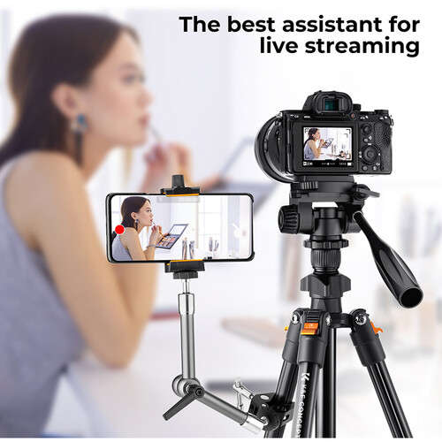 K&F Concept KF09.115 Lightweight Video Travel Tripod with Smartphone Clamp