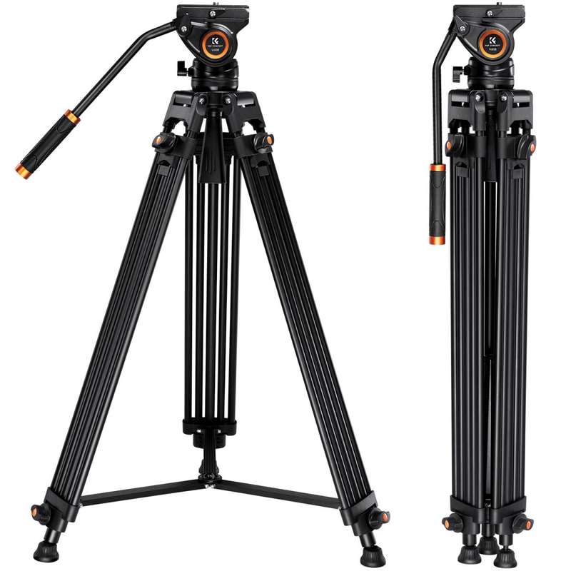 K&F Concept 8Kg Cap Aluminum Video Tripod with Panorama Fluid Ballhead (KF09-121)