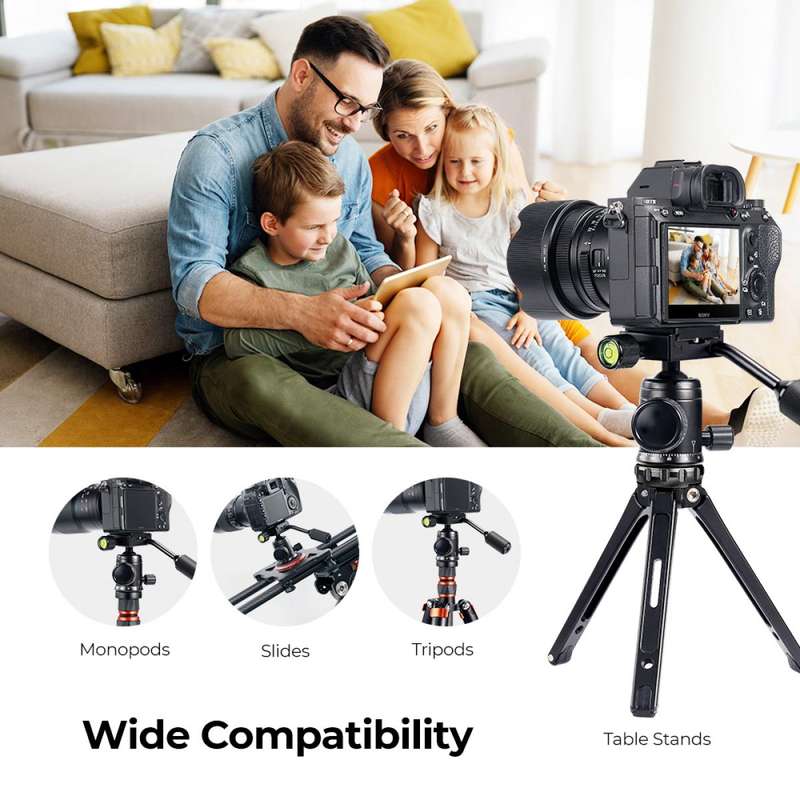 K&F Concept Video Tripod Head & Handle, 360 Degree Rotation 26mm Ball