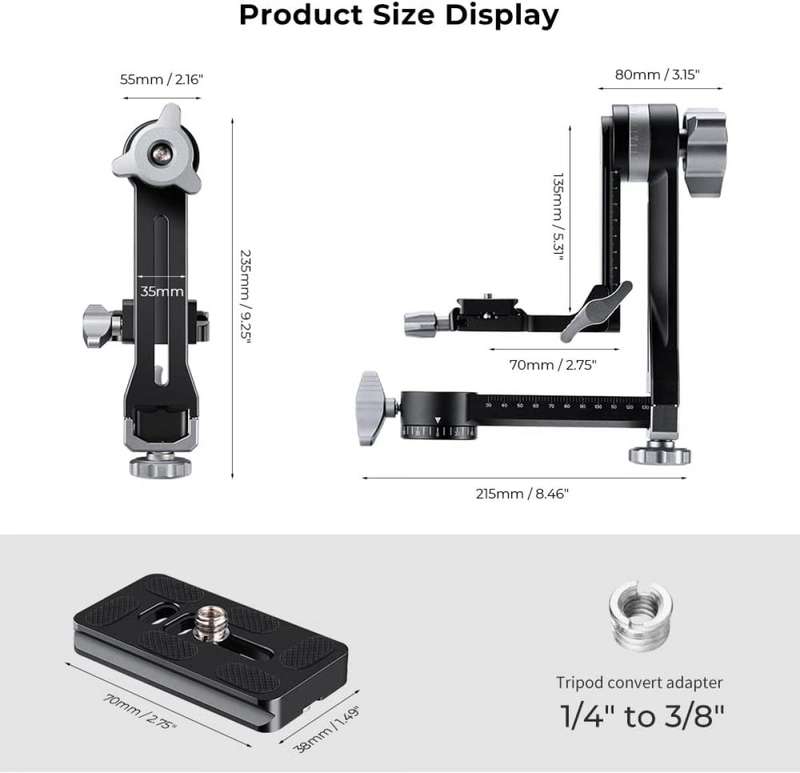 K&F Concept Professional CNC Aluminium Alloy Tripod Gimbal Head