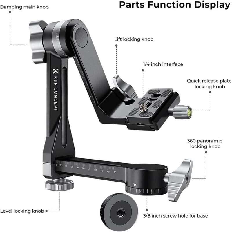 K&F Concept Professional CNC Aluminium Alloy Tripod Gimbal Head