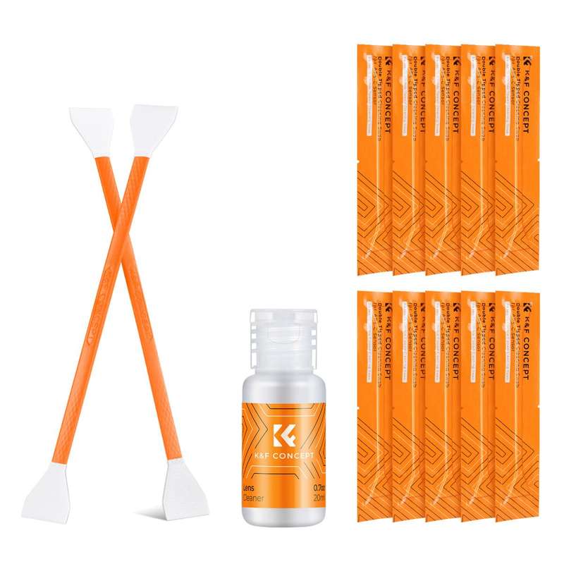 K&F Concept Pack of 10 Dual Head Swabs for CMOS APS-C Sensors with 20ml Cleaning Fluid