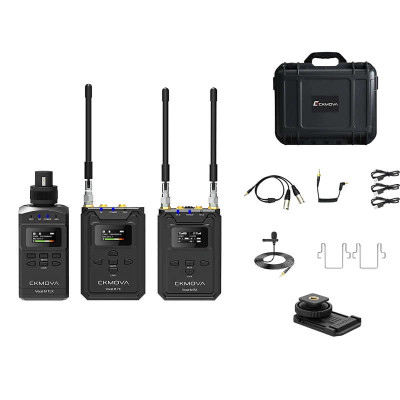 CKMOVA UHF Dual-Channel Wireless Mic System 2 X Transmitters with Audio Recorders & 1X Receiver V...