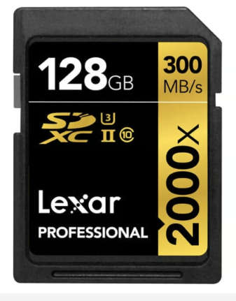 Lexar 128GB Professional 2000x UHS-II SDXC Memory Card (300MB/s) Gold Series