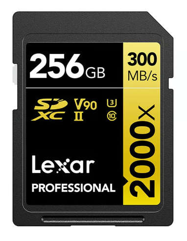 Lexar Professional 256GB 2000x UHS-II SDXC Memory Card Gold Series