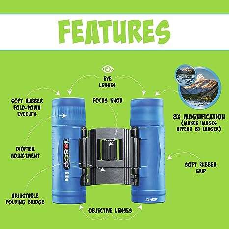 TASCO KIDS 8X21 BLUE RP Compact Binocular