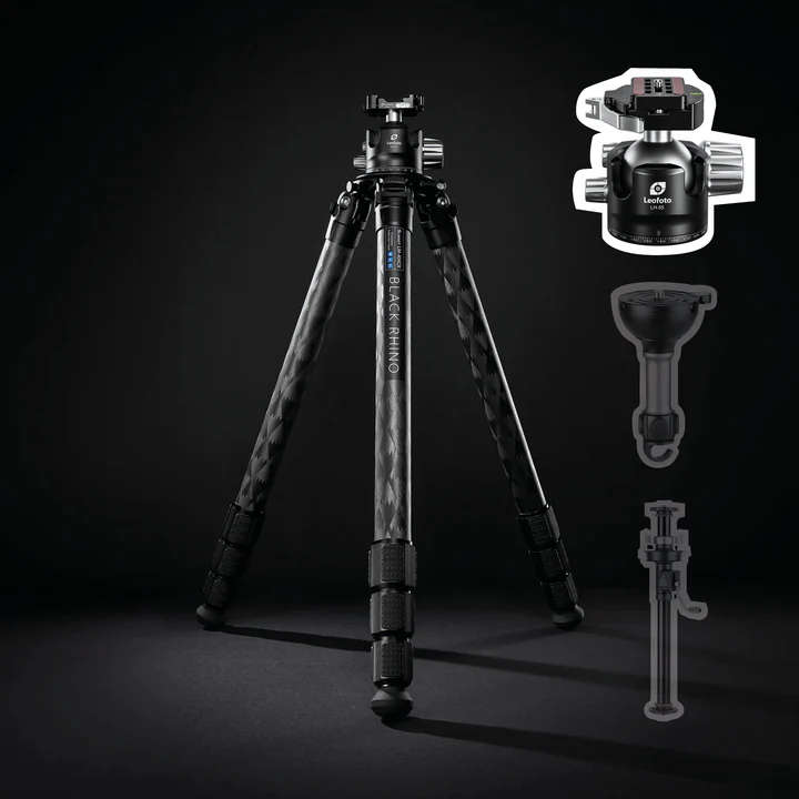 Leofoto Black Rhino LM-404CX Carbon Fiber Tripod with LH-55LR Head