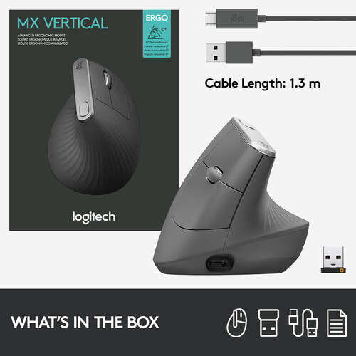 Logitech MX VERTICAL Advanced Ergonomic Mouse 910-005448 (Graphite)