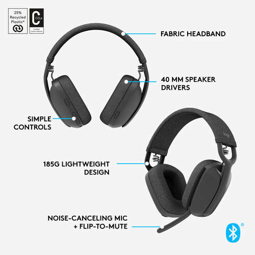 Logitech ZONE VIBE 100 Wireless Headset 981-001213 (Graphite)