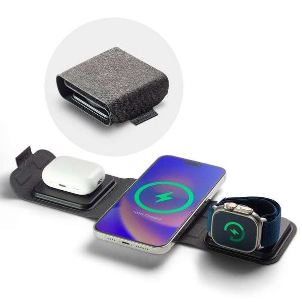 Mophie Universal 3-in-1 Wireless Travel Charger with MagSafe Grey