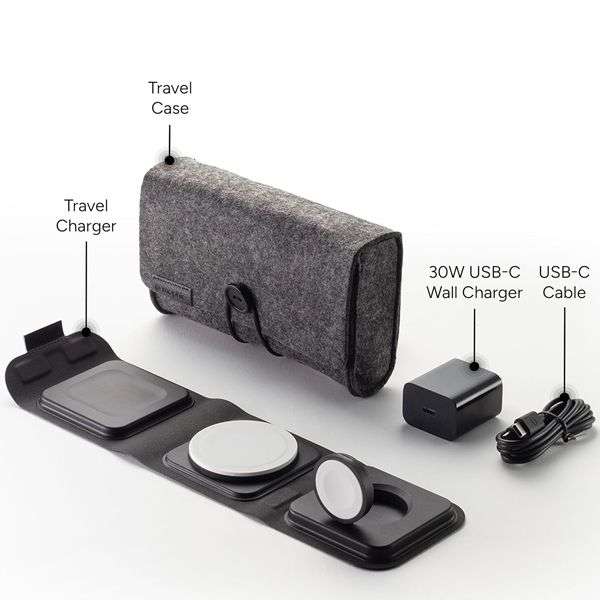 Mophie Universal 3-in-1 Wireless Travel Charger with MagSafe Grey