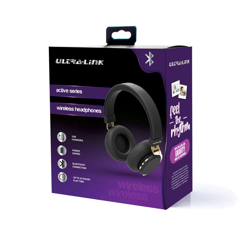 Ultra-Link Active Series Black & Gold Wireless Headphone