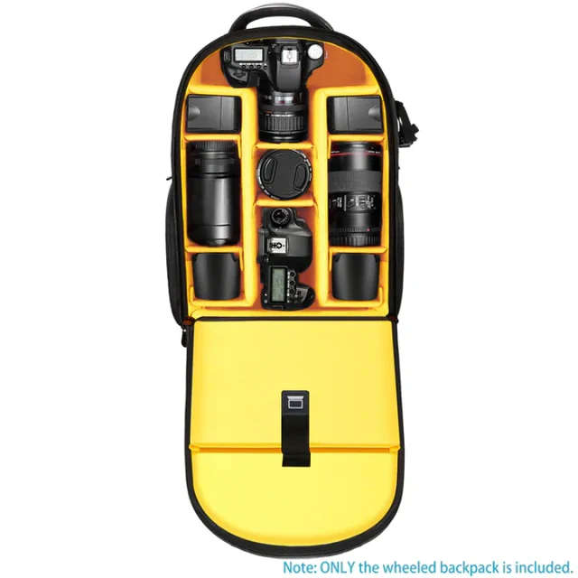 Neewer 2-in-1 Trolley Wheeled Camera Backpack Bag Yellow