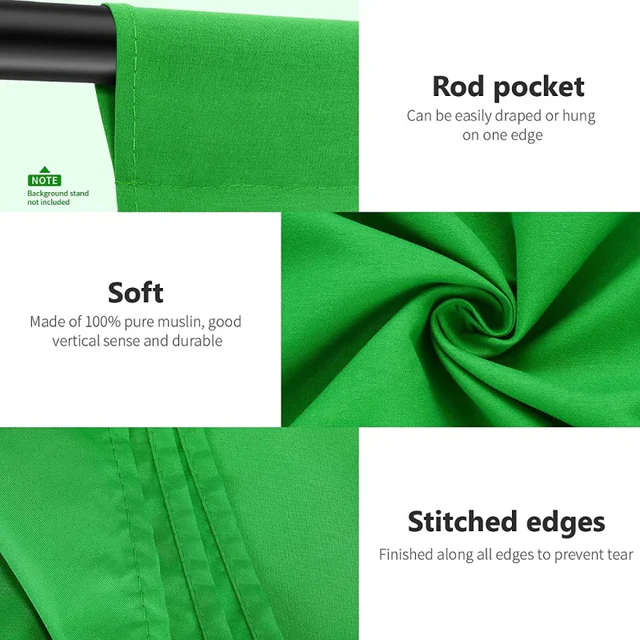 Neewer 3x6m Chroma-Key Green Muslin Cotton Photography Backdrop