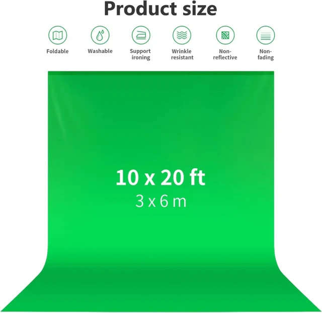 Neewer 3x6m Chroma-Key Green Muslin Cotton Photography Backdrop